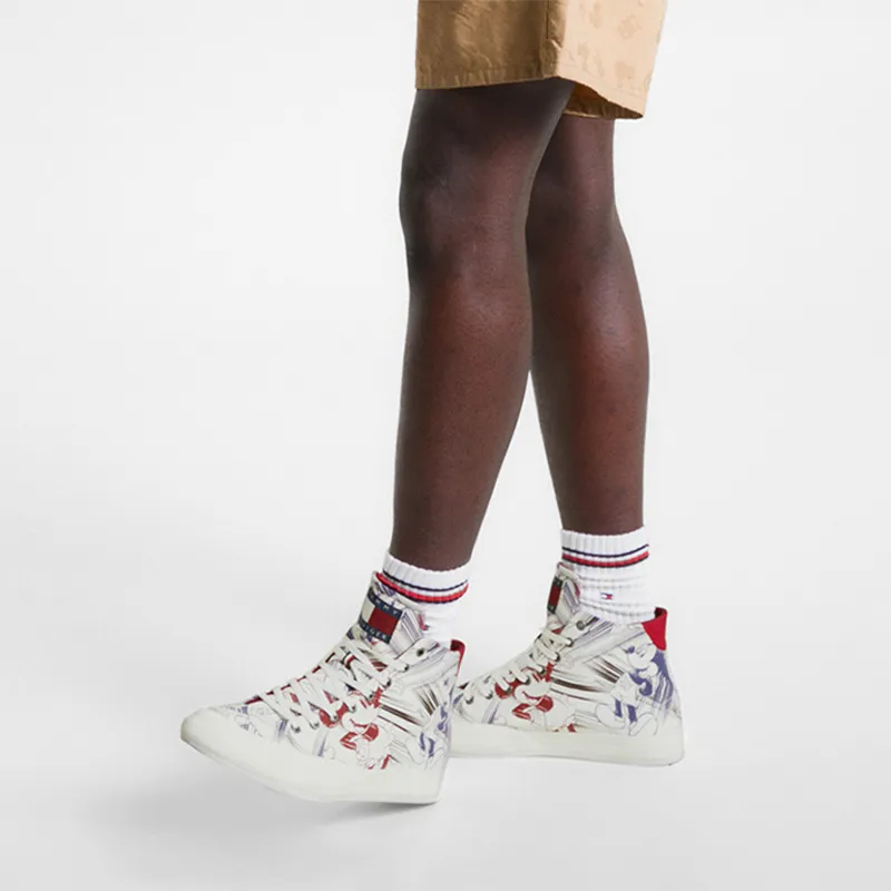 Tommy Hilfiger Hand-Drawn Graffiti High-Top Stylish Skateboarding Shoes Men's Multicolor-5