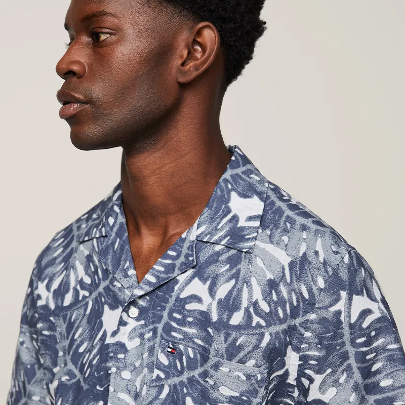 Tommy Hilfiger Shirt Men's Dark Blue White Pattern-4