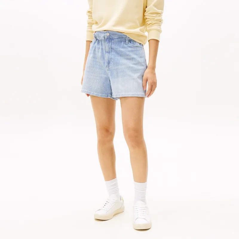 Tommy Hilfiger Denim Shorts Women's Light Blue Stripes-2