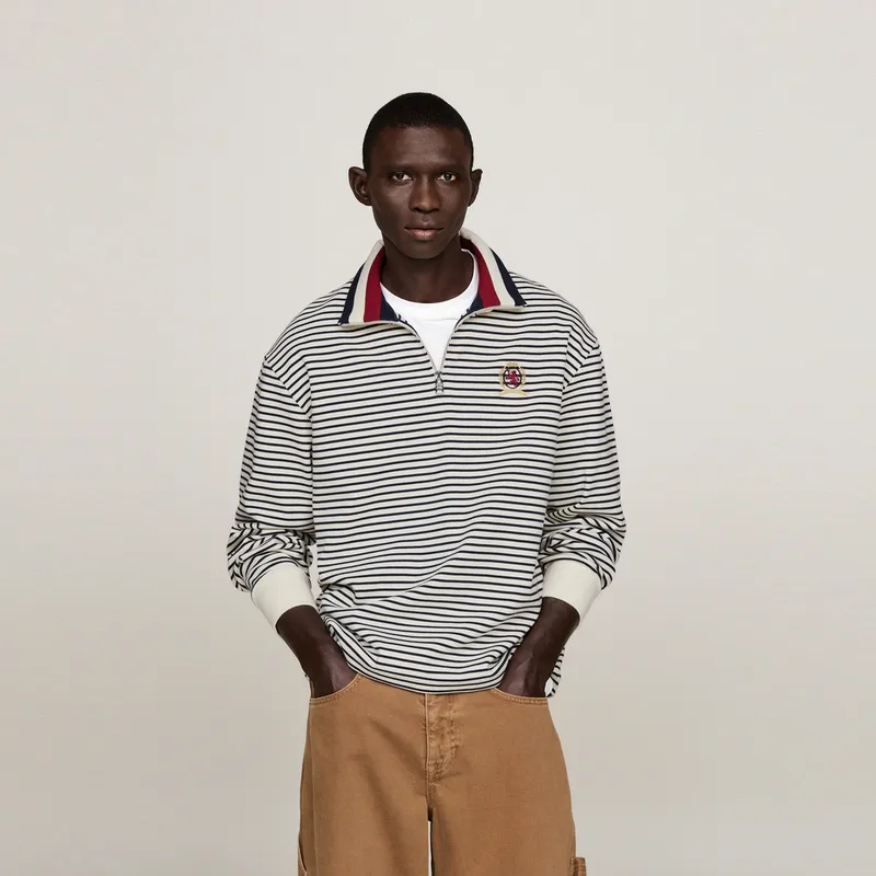 Tommy Hilfiger Sweatshirt Men's Navy Blue White Stripes-2