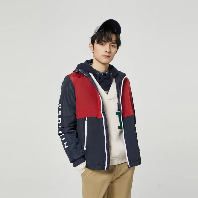 Tommy Hilfiger Unlined Jacket Coat Men's Red Blue Multicolor-2