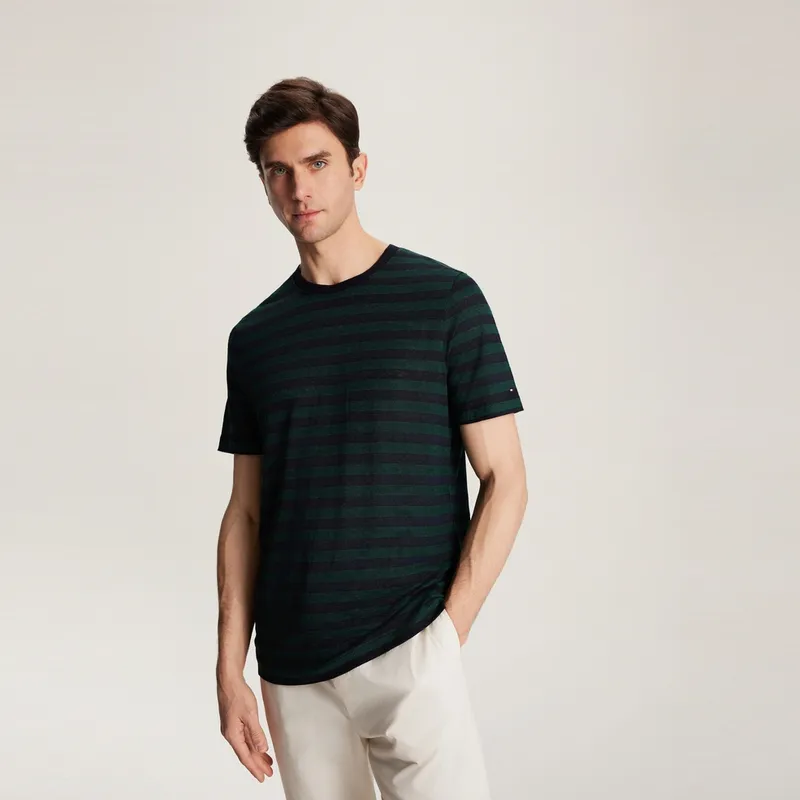 Tommy Hilfiger Logo embroidered Striped T shirt-2