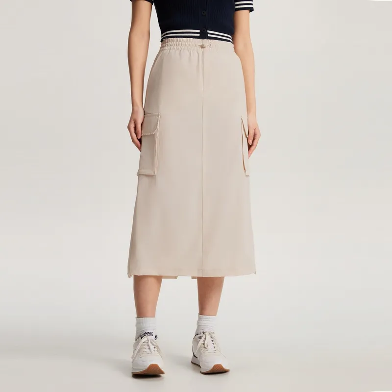 Tommy Hilfiger Casual Long Skirts Women's Ecru-2