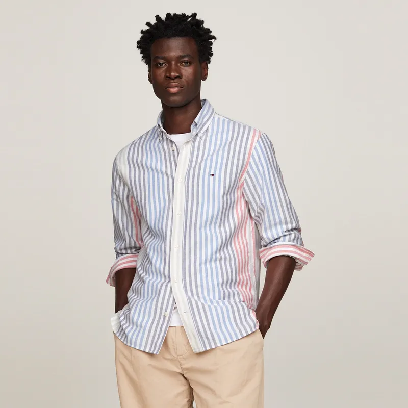 Tommy Hilfiger Shirt Men's Red Blue White Stripes-2