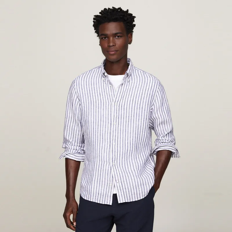 Tommy Hilfiger Shirt Men's Blue White Stripes-2