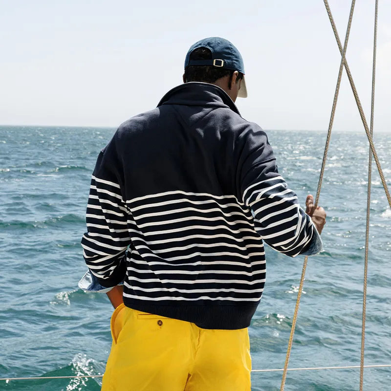 Tommy Hilfiger Sweatshirt Men's Navy Blue White Stripes-2