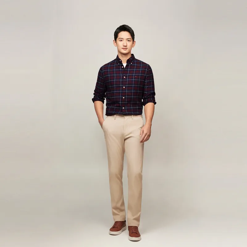 Tommy Hilfiger Shirt Men's Red Blue Plaid-4