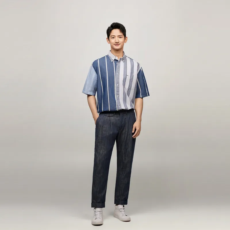 Tommy Hilfiger Shirt Men's Blue White Stripes-4