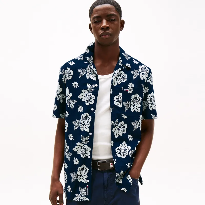 Tommy Hilfiger Shirt Men's Navy Blue With White Print-2