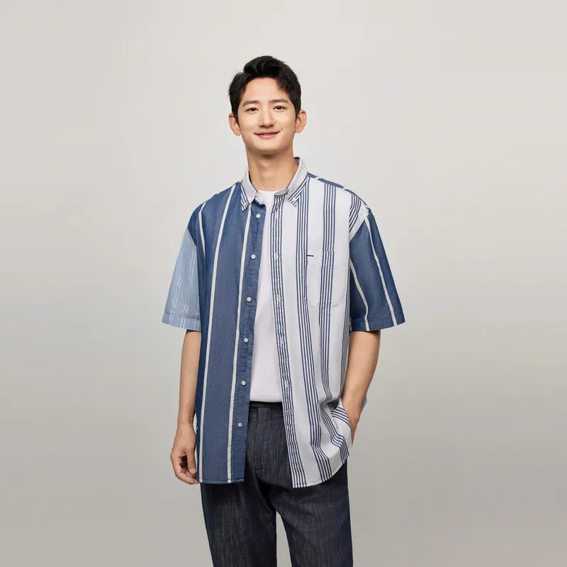 Tommy Hilfiger Shirt Men's Blue White Stripes-2