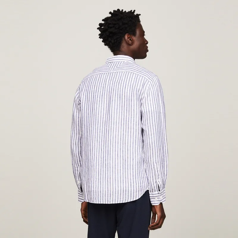 Tommy Hilfiger Shirt Men's Blue White Stripes-3