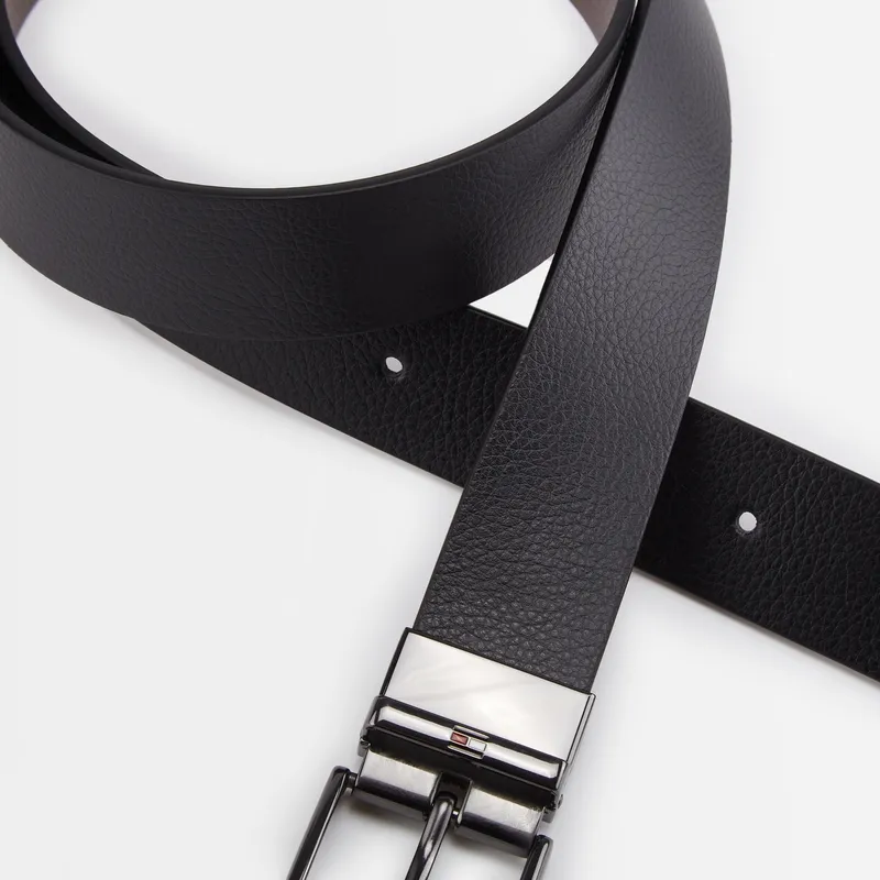 Tommy Hilfiger Split Cow Leather Belts Men's Black Brown 3.5cm-3