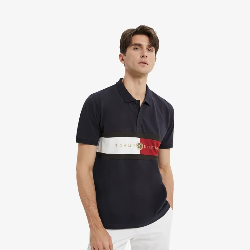Tommy Hilfiger Short Sleeved Polo Shirt Men's Navy Blue-2