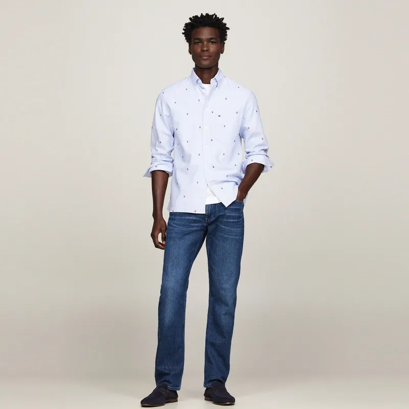 Tommy Hilfiger Shirt Men's Blue White Stripes-4