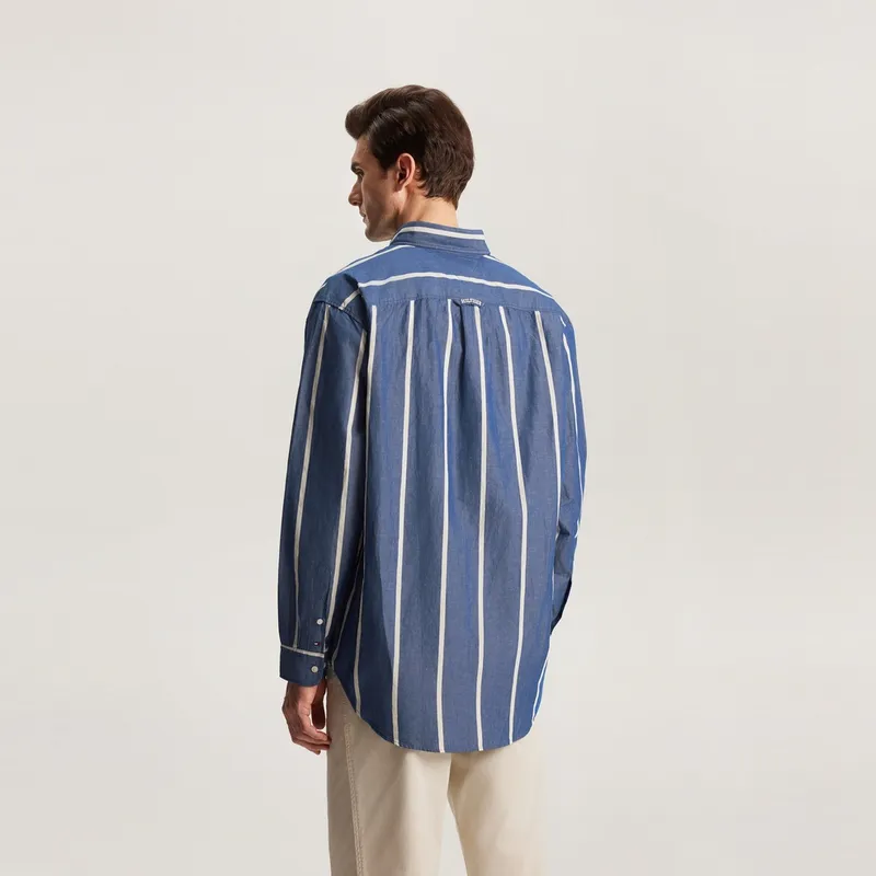 Tommy Hilfiger Shirt Men's Blue White Stripes-3