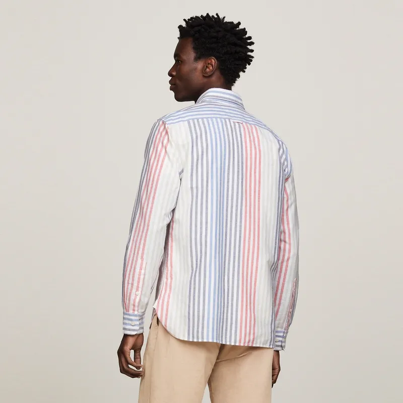 Tommy Hilfiger Shirt Men's Red Blue White Stripes-3