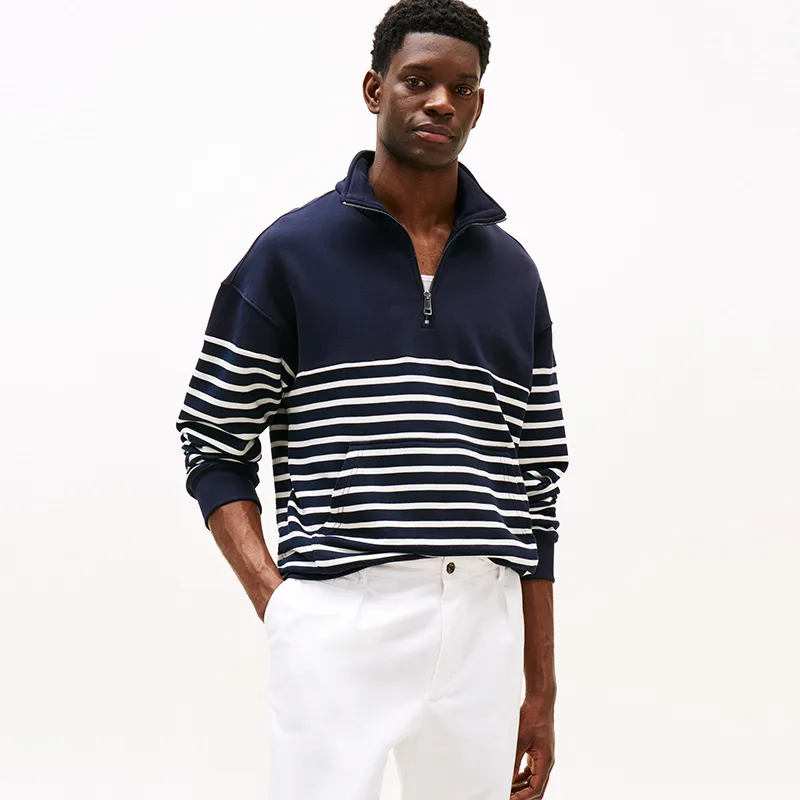 Tommy Hilfiger Sweatshirt Men's Navy Blue White Stripes-3