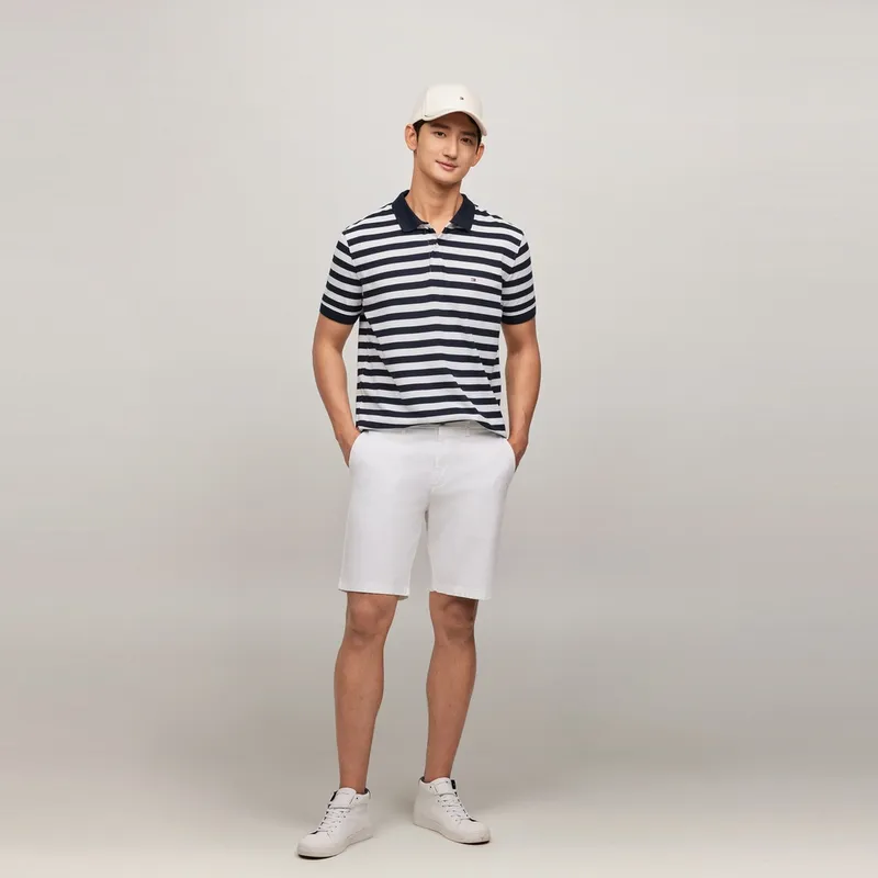 Tommy Hilfiger Polo Shirt Men's Black White Stripes-4