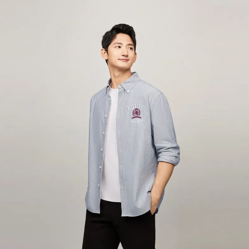 Tommy Hilfiger Shirt Men's Blue White Stripes-2