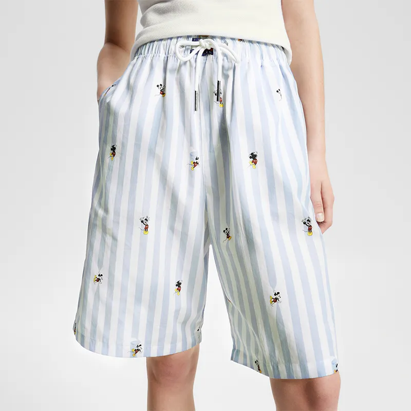 Disney X Tommy Hilfiger Tommy Hilfiger X DISNEY Co-branded Series Casual Shorts Unisex Light Blue White Stripes 0A4-3