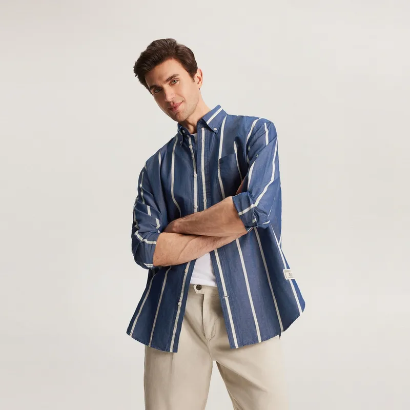 Tommy Hilfiger Shirt Men's Blue White Stripes-2
