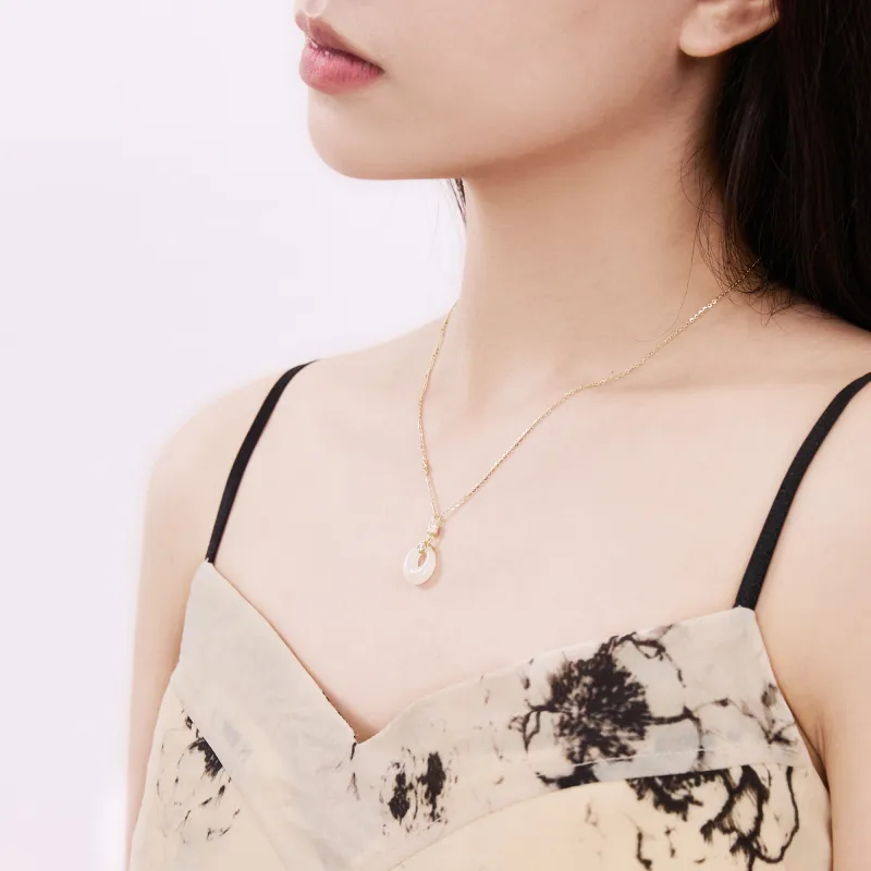 Worship Hetian Jade Necklaces Pale Greenish White Jade Women's-3