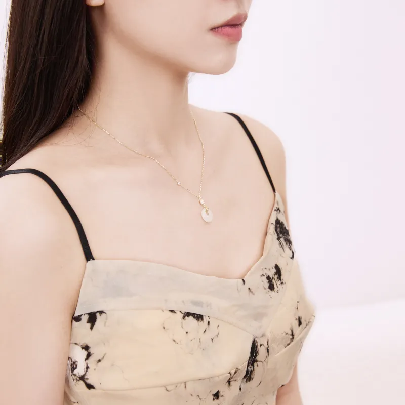 Worship Hetian Jade Necklaces Pale Greenish White Jade Women's-1