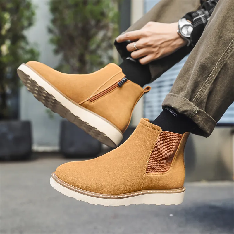 WEISHIBANGWEI Short Chelsea Boots Men's-5