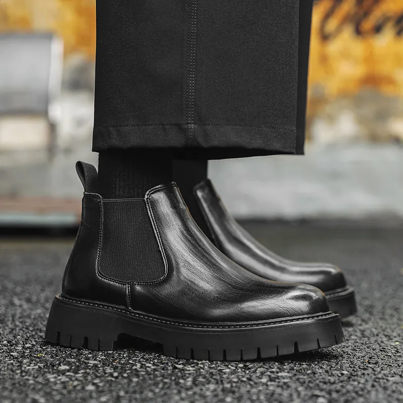 WEISHIBANGWEI Short Chelsea Boots Men's-5