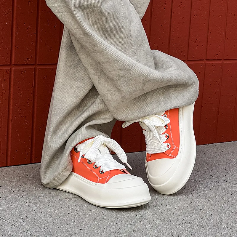 WEISHIBANGWEI Height Increasing Low Top Skateboard Shoes Men's Orange-2