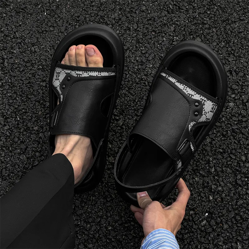 WEISHIBANGWEI Beach Sandals Men's Black-4