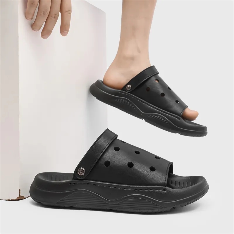 WEISHIBANGWEI Beach Sandals Men's Black-1