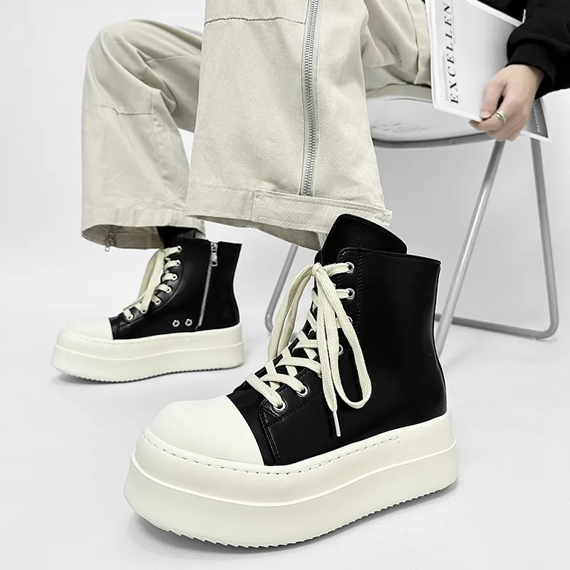 WEISHIBANGWEI Short Martin Boot Unisex Black-10