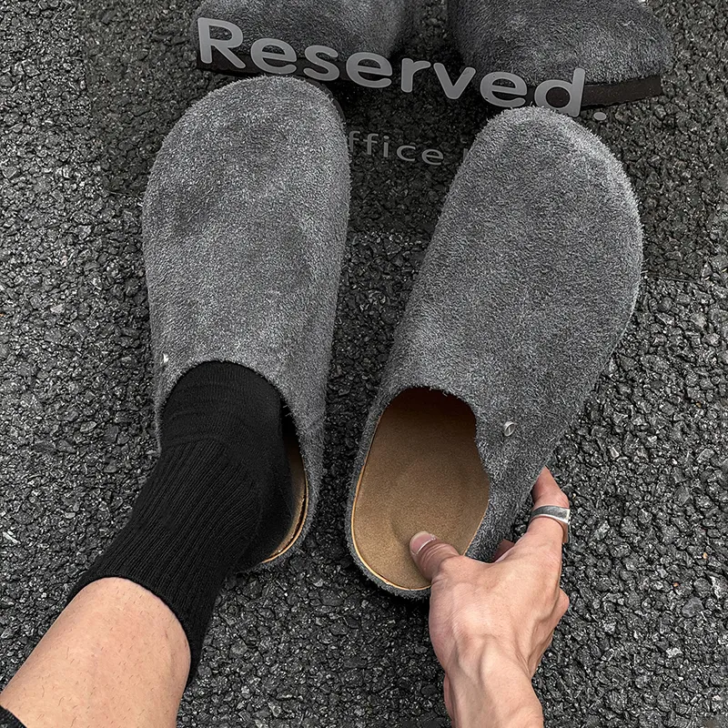 WEISHIBANGWEI Rubber Sole Slip Resistant Closed Toe Slippers Unisex Gray-2