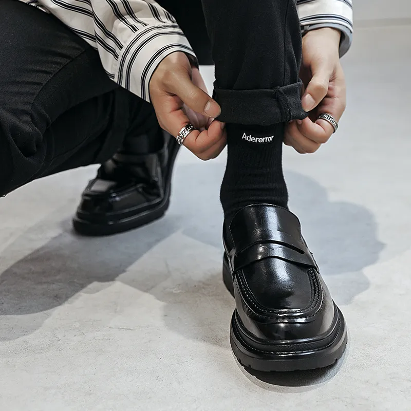 WEISHIBANGWEI Loafers Men's Black-2