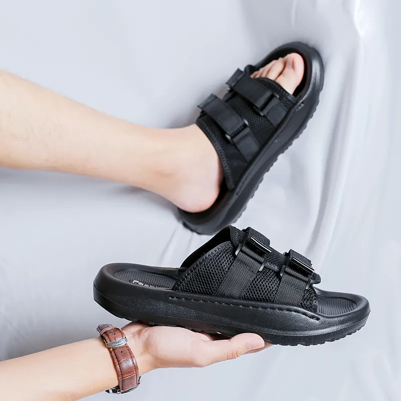 WEISHIBANGWEI Slip Resistant Odor Resistant Slide Slippers Men's Black-3
