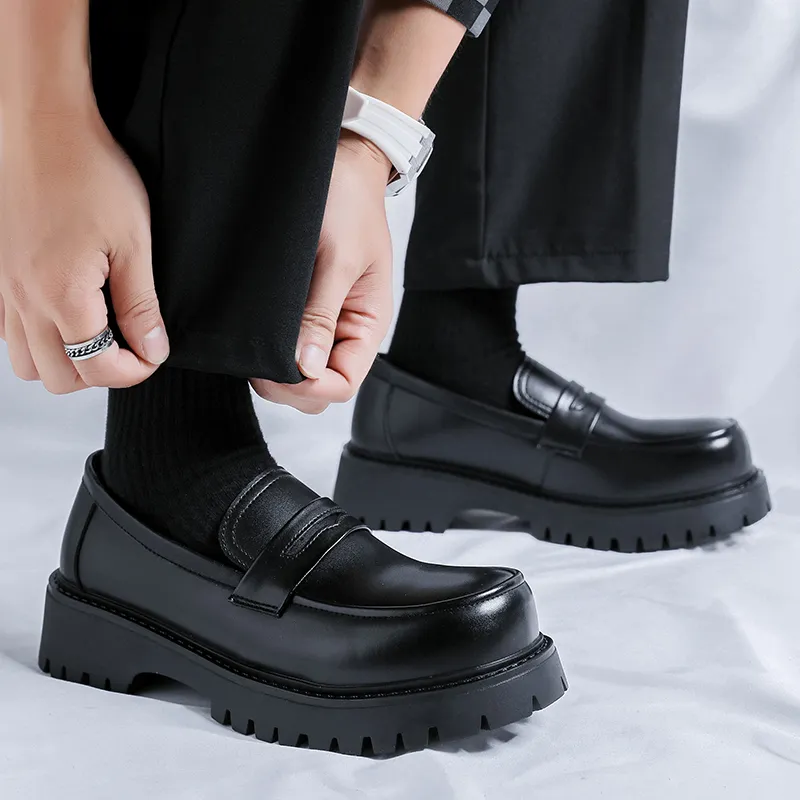 WEISHIBANGWEI Loafers Men's Black-4