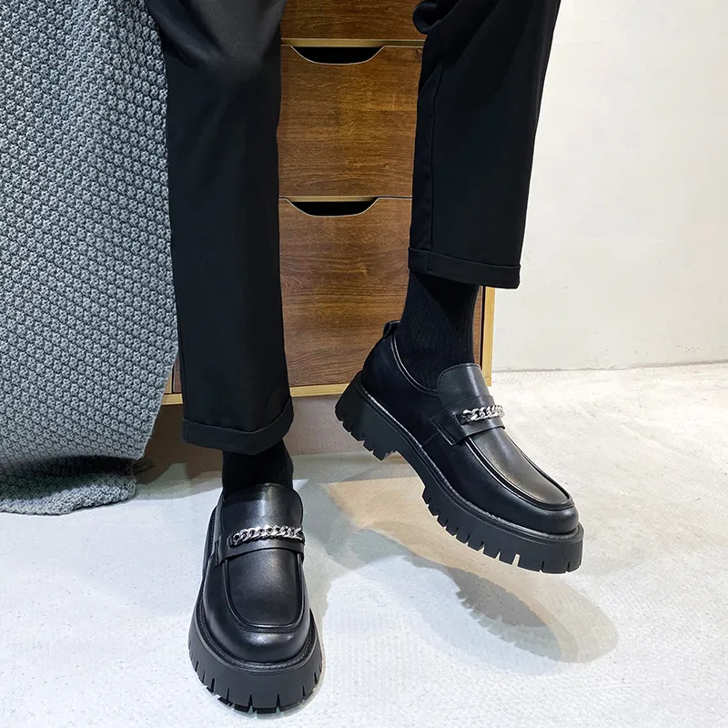 WEISHIBANGWEI Loafers Men's Black-2
