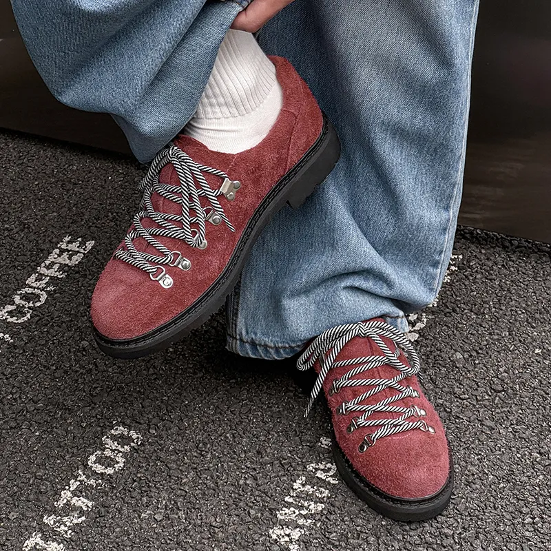 WEISHIBANGWEI Casual Shoes Unisex Long Fuzzy Red-6
