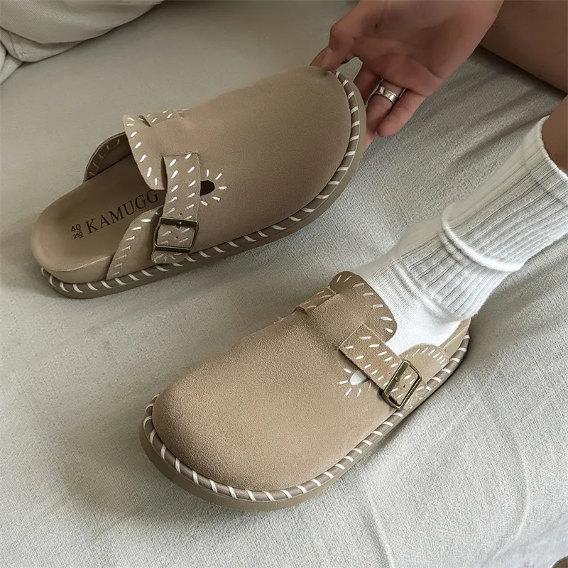 WEISHIBANGWEI Rubber Sole Slip Resistant Closed Toe Slippers Unisex Sand-5