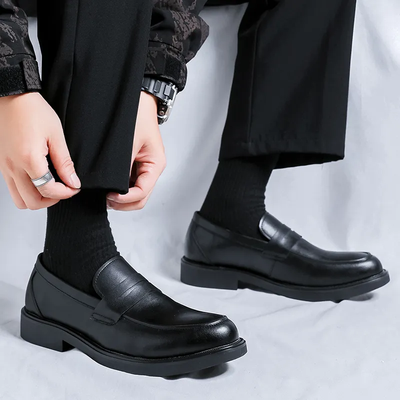 WEISHIBANGWEI Loafers Men's Black-2