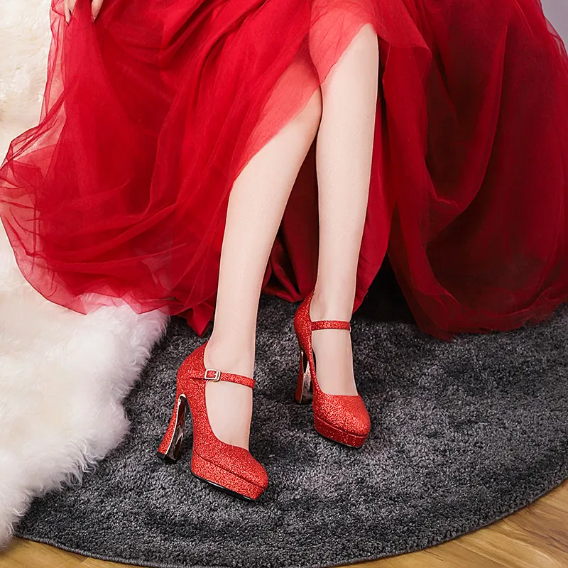 WEISHIBANGWEI Chunky Heel High Heels 11CM Women's-13