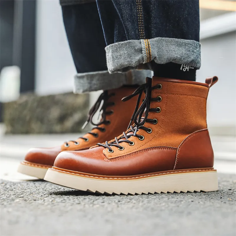 WEISHIBANGWEI Ankle Boots Men's Brown-7