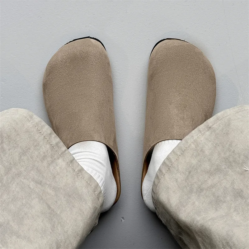 WEISHIBANGWEI Rubber Sole Closed Toe Slippers Unisex Camel-5