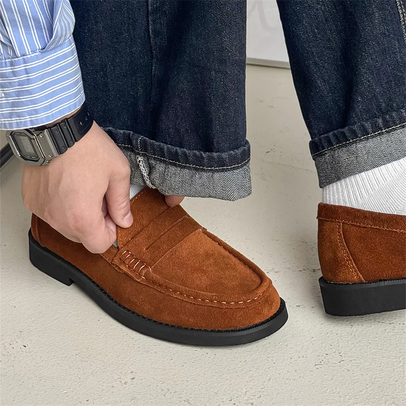 WEISHIBANGWEI Loafers Men's Brown-4