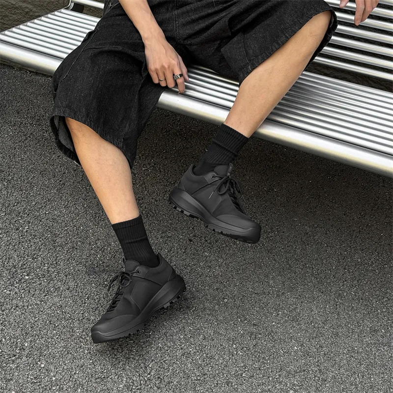 WEISHIBANGWEI Slip Resistant Low Top Casual Shoes Men's Black-3
