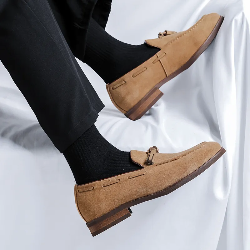 WEISHIBANGWEI Loafers Men Yellow-4