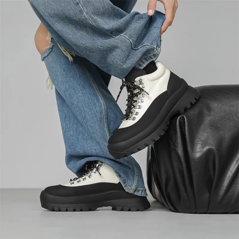 WEISHIBANGWEI Height Increasing Slip Resistant Mid Top Casual Shoes Men's-6