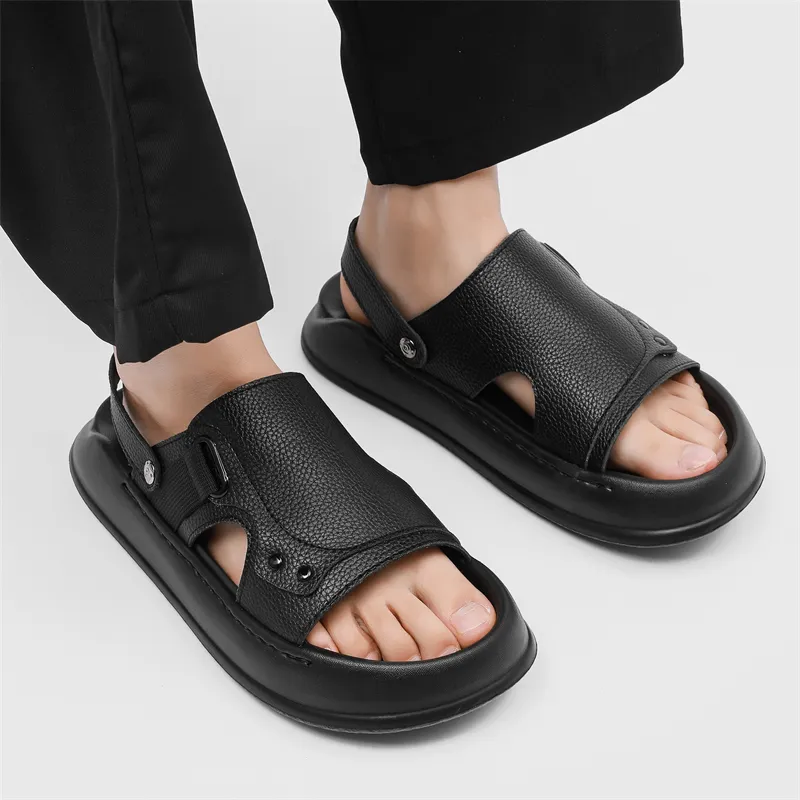 WEISHIBANGWEI Beach Sandals Men's Black-6