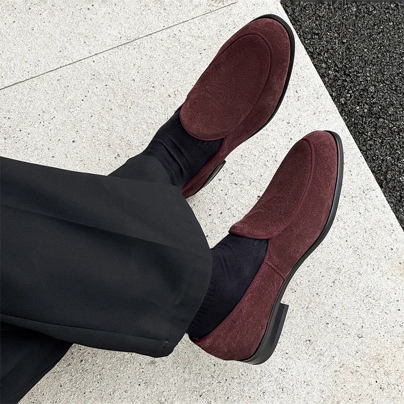 WEISHIBANGWEI Loafers Men's Red-3